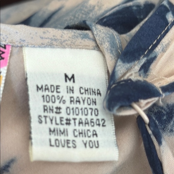 Mimi Chica Tie-Dye Spaghetti Strap Top - Blue and Tan, Medium - Picture 7 of 7